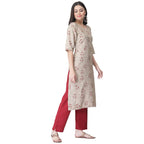 Pinkmint Women'S Color Beige Crepe Straight Kurta And Pant Set (Ukp-2000_L)