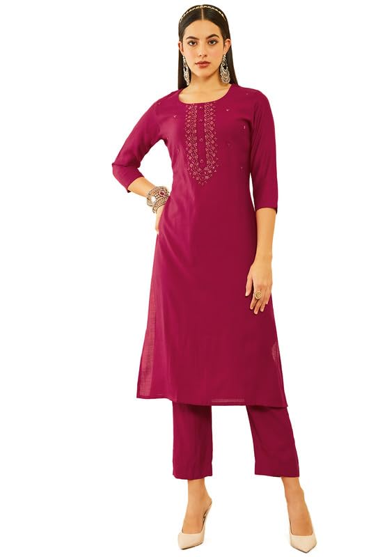 Soch Women Viscose Yoke Design Kurta Set with Cutdana