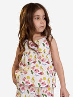 The Souled Store Little Fishy Girls Round Neck Sleeveless White All Over Printed Cotton Tops