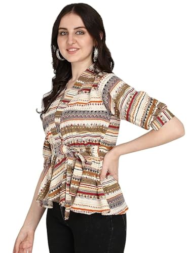 OM SAI LATEST CREATION Women Solid Western Top with Half Sleeves for Office Wear, Casual Wear, Under 399 Top for Women Top (Beig