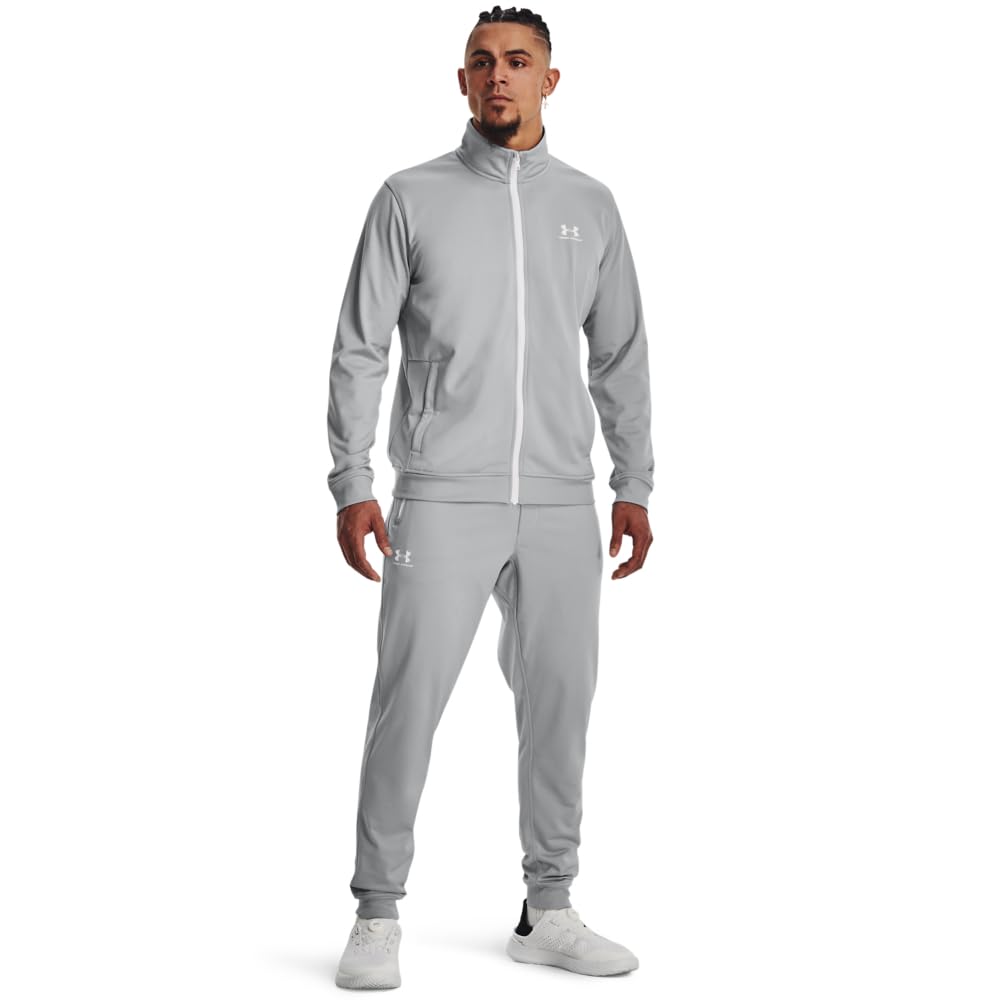 Under Armour Men's Sportstyle Tricot Jacket, (011) Mod Gray / / White, Large
