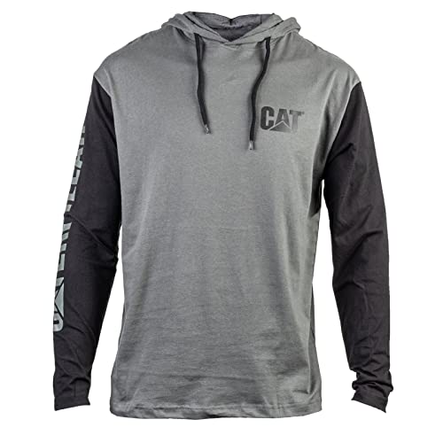 Caterpillar mens Upf Hooded Banner L/S Tee Shirt, Dark Shadow - Black, X-Large US