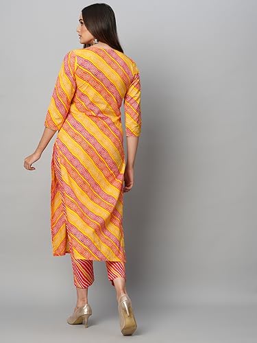 ANNI DESIGNER Womens Cotton Blend Straight Printed Kurta with Pant Set (Sumali Red_L_Red_Large)