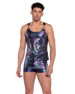 6529 - Rainbow Shimmer Camouflage Tank Top