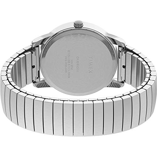 Timex Men's Easy Reader 35mm Watch Box Set - Silver-Tone Case White Dial with Tapered Expansion Band + Black Leather Strap