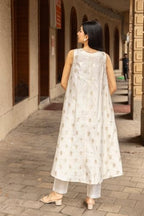 ANNI DESIGNER Womens Rayon Viscose A-Line Printed Kurta with Pant (Balari Cream_M_Cream_Medium)