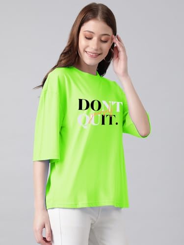 KOTTY Womens Cotton Blend Printed Oversized T-Shirts