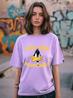 Bewakoof Official Looney Tunes Merchandise Womens Graphic Print Oversized Fit Half Sleeve Round Neck Cotton Jersey T-Shirt_6596