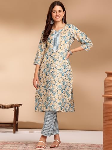 Lookmark Kurta Set: A Symphony Of Colors And Comfort! Stay Stylish And Comfortable With Our Printed Kurti Pant Sets! Blue