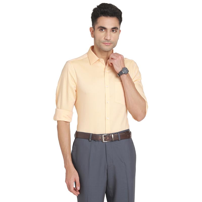 Turtle Men 100% Cotton Light Pink Self Design Slim Fit Full Sleeve Formal Shirt