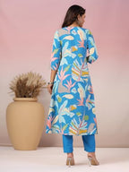 ANNI DESIGNER Womens Rayon Blend Straight Printed Kurta with Pant (Jonaki Blue-NW_4XL_Blue_XXXX-Large)