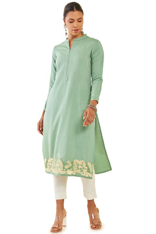 Soch Women Rayon Floral Embroiderey Kurta with Cutwork and Mirror Work