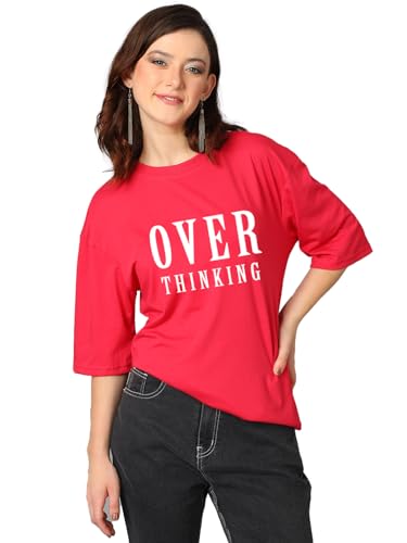 KOTTY Womens Cotton Blend Printed Oversized T-Shirts