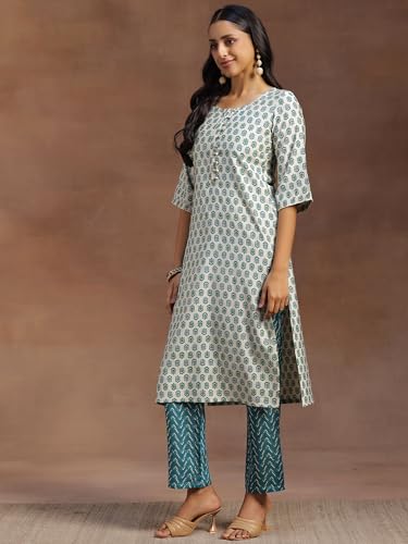 Libas WomenS Silk Blend Kurta Set (35300_Beige