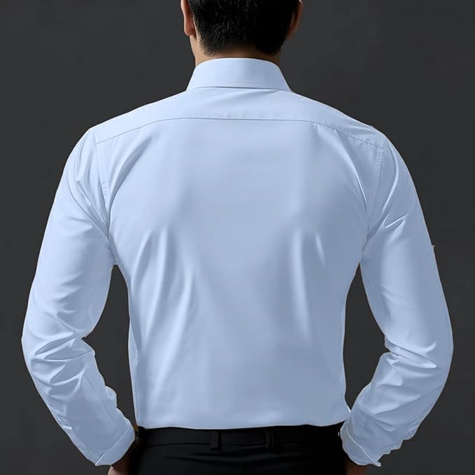 Deelmo Combo Of MenS Stylish Solid Satin Casual Shirt For Men Full Sleeves| Poly Satin Silk Shirt Pack Of 2 Sky-White