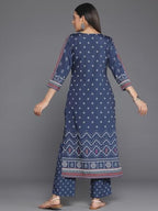 Libas Womens Printed Crepe Straight Kurta With Trousers