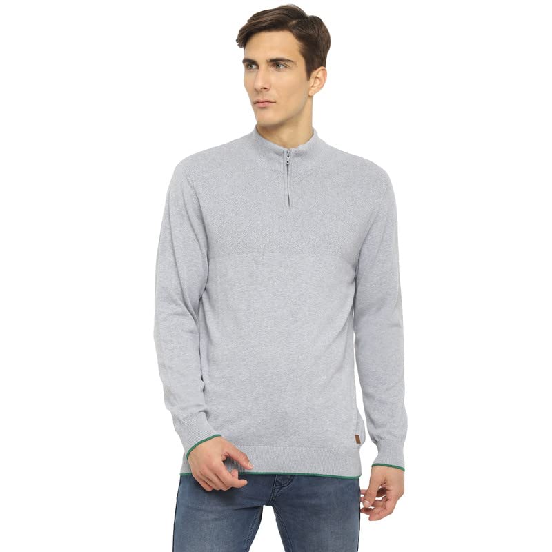Turtle Men Grey Self Design Neck Pullover