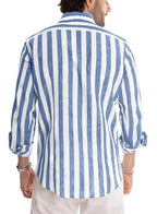 Be Active MenS Casual Linen Blend Stripes Regular Fit Shirt