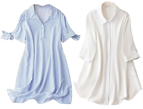 Leriya Fashion Rayon Women Above The Knee Western Dress (LF-WD1099&WD1143_White&Blue