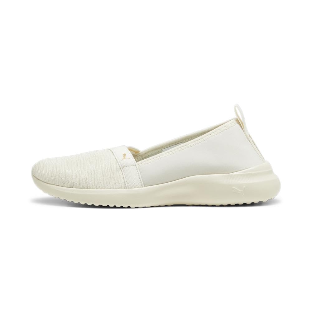 PUMA Womens Adelina, Alpine Snow-PUMA Womens Gold, 5.5