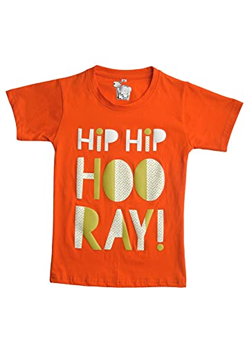 Toffee and Candy Cotton Regular Fit Baby Girls Tshirt Orange Hip Hip Hooray Graphic Print 18-24