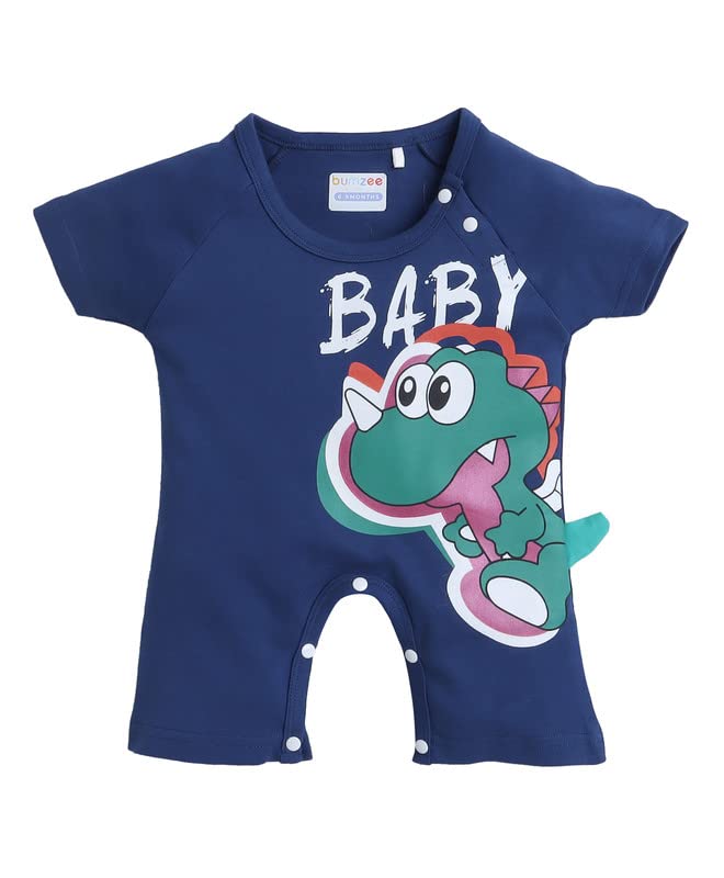 BUMZEE Navy Boys Half Sleeves Thigh Length Romper Age - 3-6 Months