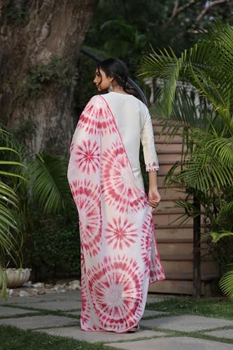 ANNI DESIGNER Womens Cotton Blend Straight Embroidered Kurta with Pant & Dupatta (BHAVI Cream-KDV_4XL_Cream_XXXX-Large)