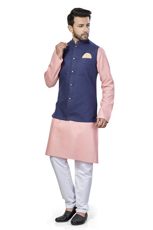 Be Active MenS Solid Linen Blend Kurta Pyjama 3 Piece Set || Men Kurta Pajama With Modi Jacket || Kurta Pajama Nehru Jacket For