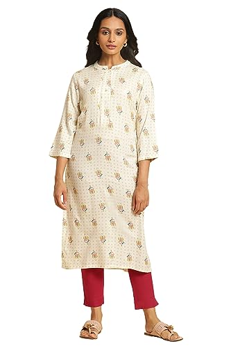 W For Woman Women'S Viscose Floral Regular Kurta (23Auw10136-121203_Ivory