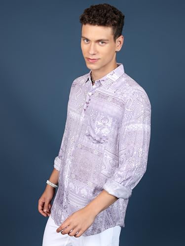 Ketch MenS Paisley Slim Fit Shirt (Khsh001683_Lavender