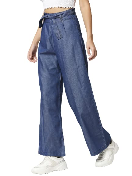 High Star Women'S Straight Palazzo (Wdpla879_32_Blue