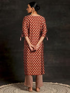 Libas WomenS Silk Blend Kurta Set (35440_Rust