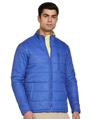 FYLTR Mens Lightweight Winter Puffer Jacket with Contrast Piping Detail - Stand Collar | Full Zipper | Side Pockets | Ribbed He