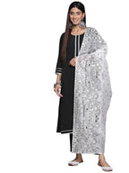 Ziyaa Women'S Black Crepe Straight Kurta, Pant And Dupatta Set (Ziskdcr4114-3Xl