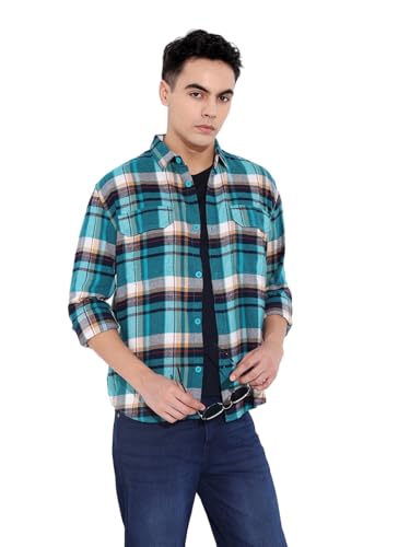 The Indian Garage Co Mens Regular Fit Checkered Casual Overshirt Sweater