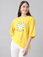 KOTTY Womens Cotton Blend Printed Oversized T-Shirts
