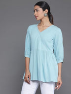 Libas WomenS Striped A-Line Kurti (26904 Blue