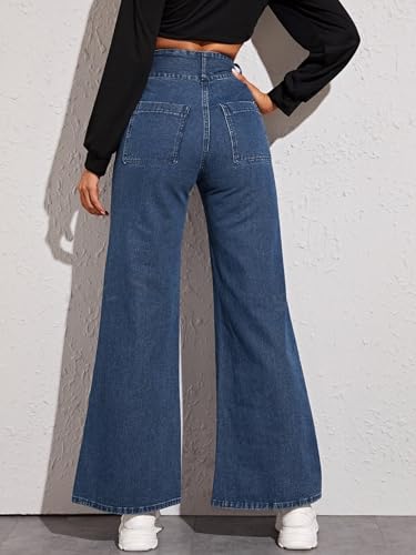GRECIILOOKS Regular Fit Pant Baggy High Waist | Bell Bottom Jeans for Women