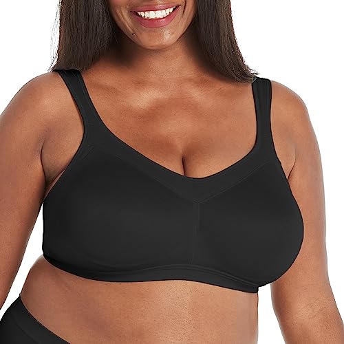 Playtex womens 18 Hour Active Breathable Comfort Wireless Us4159 Full Coverage Bra, Real Black, 44DDD US