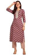 Kurta Set: Radiate Style and Sophistication! Elevate Your Look with Our Cotton Blend Printed Kurti Pant Sets! Maroon