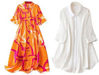Leriya Fashion Rayon Women Above The Knee Western Dress (LF-WD1099&WD1143_White&Orange