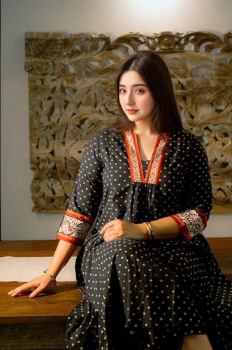 ANNI DESIGNER Womens Rayon Blend Anarkali Printed Kurta with Pant (Karidos Black-VKS01_S_Black_Small)