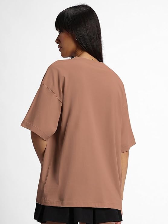 Juneberry Pure Cotton Oversized Loose Baggy Fit Drop Shoulder Half Sleeve Cool Front & Back Graphic Printed Round Neck T-Shirt F