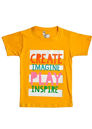 Toffee and Candy Cotton Regular Fit Baby Girls Tshirt Yellow Imagine Graphic Print 18-24