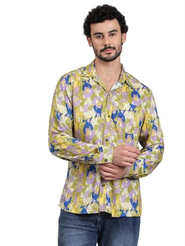 Kotty MenS Relaxed Fit Printed Spread Collar Casual Shirt(Multicolor,Xl)
