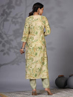ANNI DESIGNER Womens Rayon Blend Straight Printed Kurta with Pant (Nissu Green_M_Green_Medium)