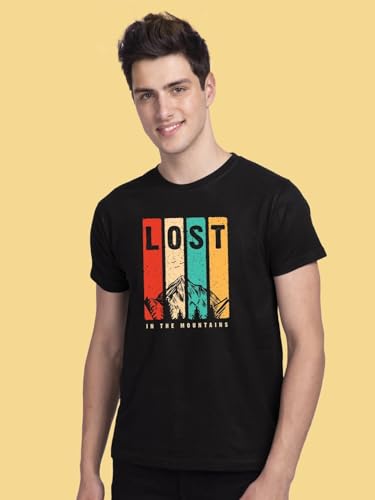 Bewakoof MenS Graphic Print Regular Fit Half Sleeve Round Neck Cotton T-Shirt Black