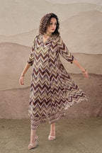 Toochki Dress For Women | Two Piece Dress For Women Long | Dress | Maxi Dress For Women | Dresses | Zig Zag Printed Dress | Cott