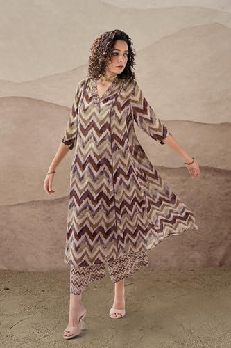Toochki Dress For Women | Two Piece Dress For Women Long | Dress | Maxi Dress For Women | Dresses | Zig Zag Printed Dress | Cott