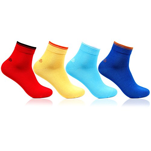 Bonjour MenS Cotton Ankle Length Bold Multicoloured Socks- Pack Of 4